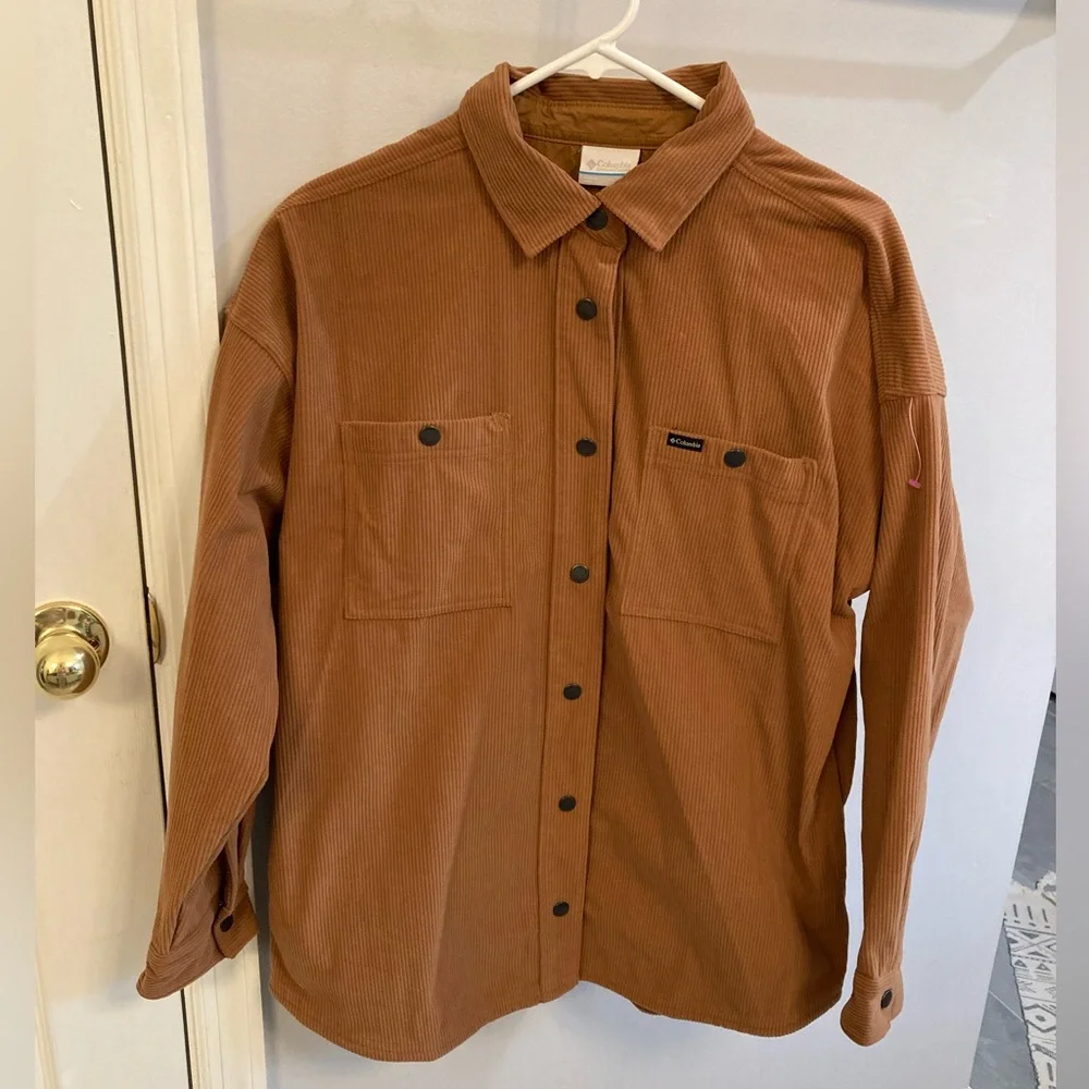 Columbia Women's Blue Point Creek Corduroy Shirt Jacket size large Camel Brown - Picture 4 of 9